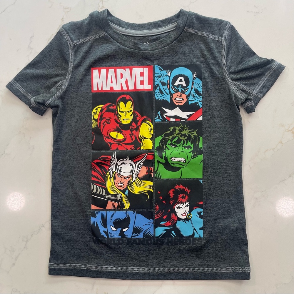 Boys Marvel World Famous Heroes T Shirt - Size 5 - jumping beans